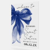 Bienvenue Navy Bow Coquette Script Sweet 16  (Angle)