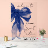 Bienvenue Navy Bow Coquette Script Sweet 16  (Mariage)