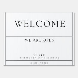 Bienvenue nous sommes ouvert panneau de cour