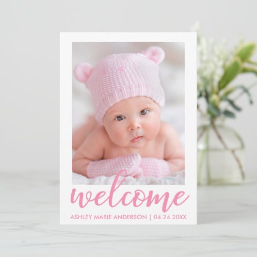 Bienvenue Nouveau Faire-part de bébé Script points (Debout devant)