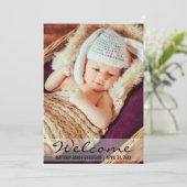 Bienvenue Nouveau Faire-part photo bébé L (Debout devant)
