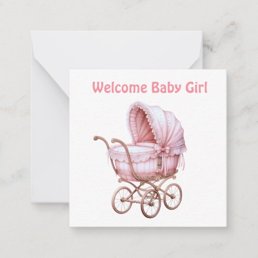 Bienvenue nouvelle carte bébé fille (Devant)