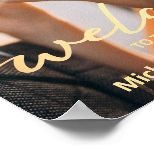 bienvenue or style script mariage photo poster (Coin)