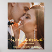 bienvenue or style script mariage photo poster (Devant)