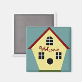 Bienvenue Pays Bleu et Jaune Birdhouse Magnet (Recto/Verso)