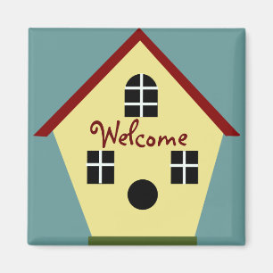 Bienvenue Pays Bleu et Jaune Birdhouse Magnet