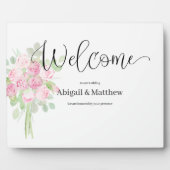 Bienvenue Plaque Mariage d'aquarelle rose Flore ro (Devant)