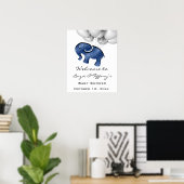 Bienvenue Poster Baby shower Blue Navy Elephant (Bureau à domicile)