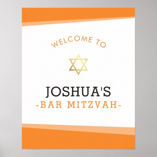 BIENVENUE POSTER bar mitzvah simple orange gras (Devant)