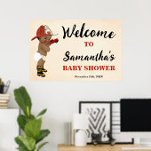 Bienvenue Poster du Baby shower de pompier Little  (Bureau à domicile)