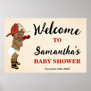 Bienvenue Poster du Baby shower de pompier Little 