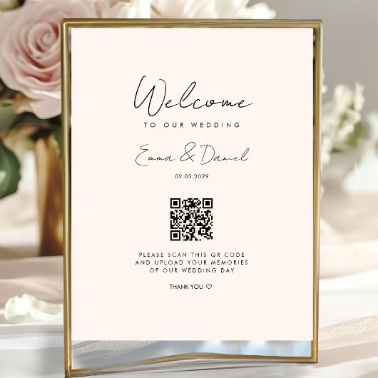 Bienvenue QR Code Mariage Galerie Beige Poster