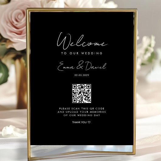 Bienvenue QR Code Mariage Galerie Black Poster
