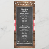 Bienvenue Red Check Rustic Chalk Wedding Programme (Dos)