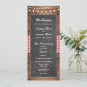 Bienvenue Red Check Rustic Chalk Wedding Programme (Debout devant)
