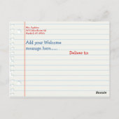 Bienvenue Retour à la carte postale de l'école (Dos)