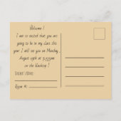 Bienvenue Retour Chouette enseignant Carte postale (Dos)