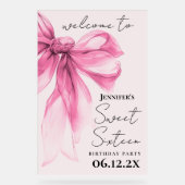 Bienvenue Ruban Rose Coquette Script Douce 16 Blus (Recto)
