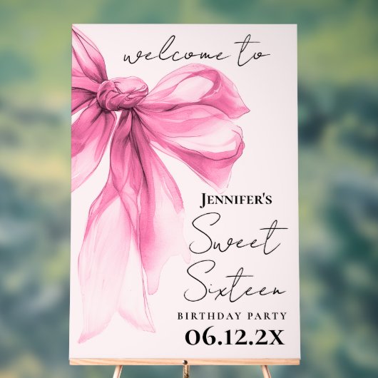 Bienvenue Ruban Rose Coquette Script Douce 16 Blus (Neutre)