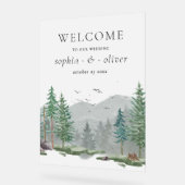 Bienvenue rustique aquarelle forêt verte bois (Angle)