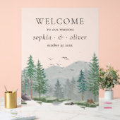 Bienvenue rustique aquarelle forêt verte bois (Mariage)