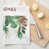 Bienvenue Serviette de Noël, rose/vert Poinsettia (Quart Plié)