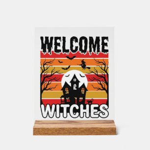 Bienvenue Sorcières Vintage Halloween Dessin de gr