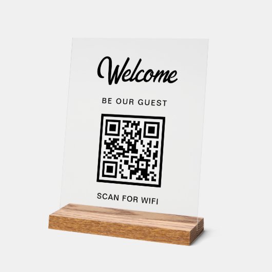Bienvenue Soyez Notre Invité Scan For QR Code Wifi (Angle)