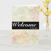 Bienvenue Sur La Carte Bleue Minimale Blanc De L'É (Fleur jaune)