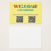 BIENVENUE sur la carte de profil de voisinage (Devant & derrière)