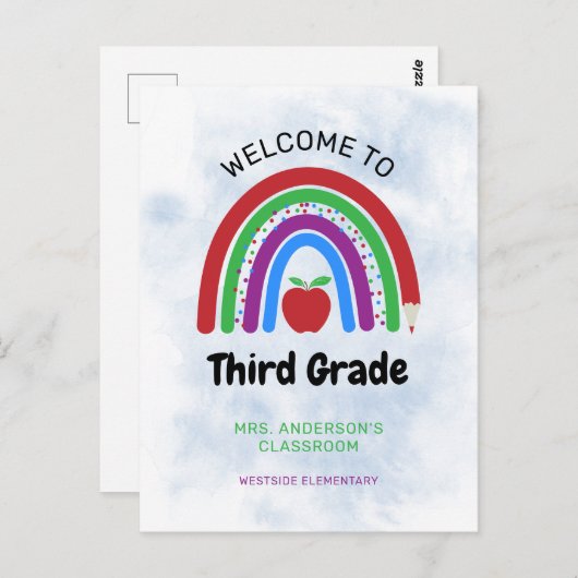 Bienvenue sur la carte postale arc-en-ciel de 3e c (Devant / Derrière)