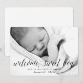 Bienvenue Sweet Boy | Faire-part de naissance phot (Devant / Derrière)
