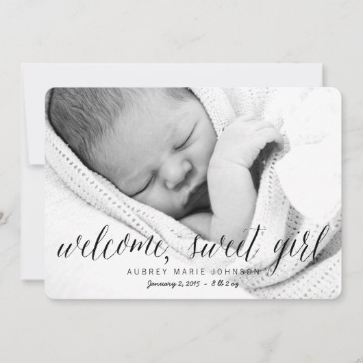 Bienvenue Sweet Girl | Faire-part de naissance pho (Devant)