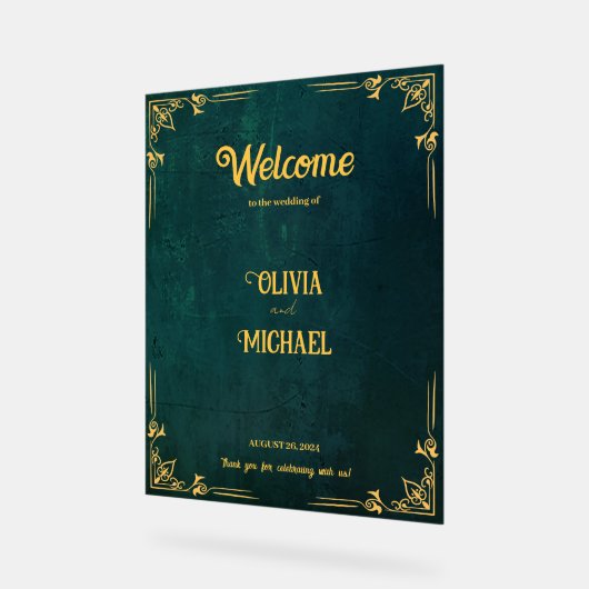 Bienvenue vintage vert foncé (Angle)