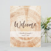 Bienvenue Wood Grain Rustic Wedding Programme (Debout devant)
