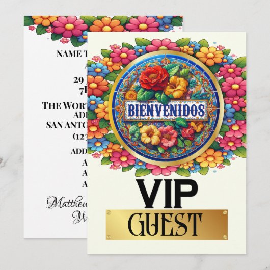 BIENVENUS Invitation pour hôte VIP (Devant / Derrière)