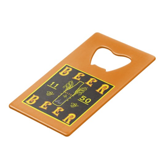 bier 11 50 Sinaasappel Kredietkaart Flessenopener (Voorkant Gekanteld)