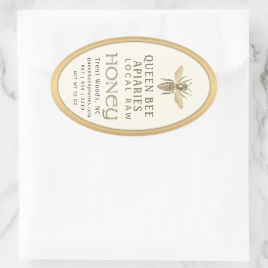 bier 32 oz Queenline Jar Honey Label Gold (Tas)