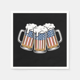Bier 4 juli Amerikaanse vlag Amerikaanse  retro Servet