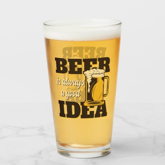 Bier Altijd Een Goed Idee Grappig Glas (Voorkant gevuld)