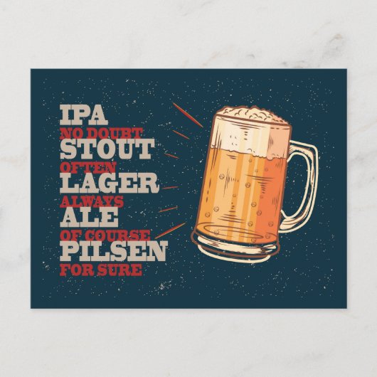 Bier altijd.  poster. bier briefkaart (Voorkant)