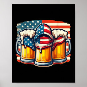 Bier American Flag 4 juli Mannen Vrouwen Drink Poster