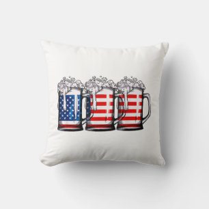 Bier Amerikaanse Vlag 4 juli Mannen Vrouwen Merica Kussen