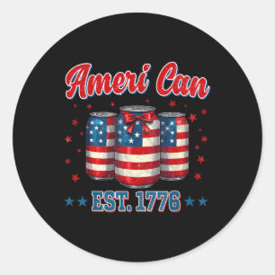 Bier Amerikaanse Vlag 4 juli Mannen Vrouwen Merica Ronde Sticker