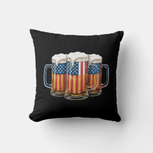 Bier Amerikaanse Vlag 4 juli Merica Drinken USA Kussen