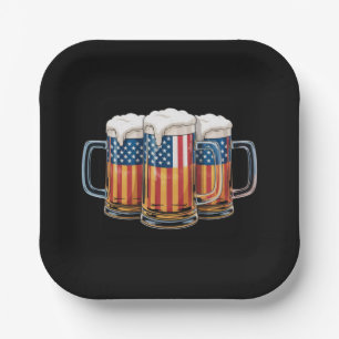 Bier Amerikaanse Vlag 4 juli Merica Drinken USA Papieren Bordje