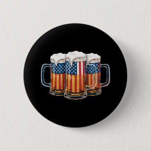 Bier Amerikaanse Vlag 4 juli Merica Drinken VS Ronde Button 5,7 Cm