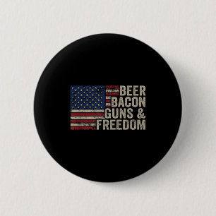Bier Bacon Guns & Dom - Bbq Vintage Usa Vlag D Ronde Button 5,7 Cm