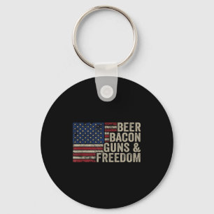Bier Bacon Pistolen & Dom - Bbq Vintage Usa Vlag D Sleutelhanger