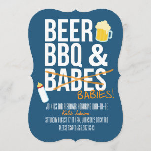 Bier, BBQ & Babes Babies Papa's Baby shower Uitnod Kaart